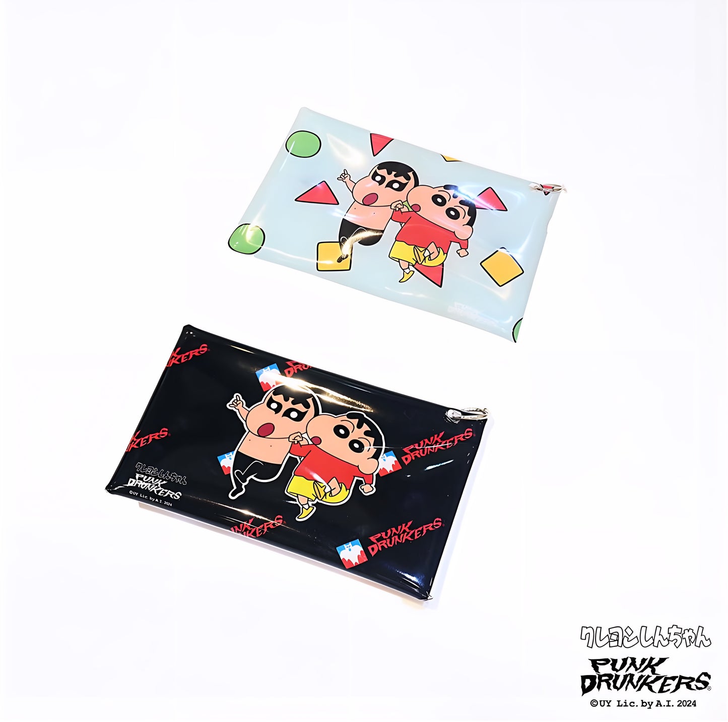 クレヨンしんちゃん PUNK DRUNKERS ポーチセット 水色 黒 2枚セット