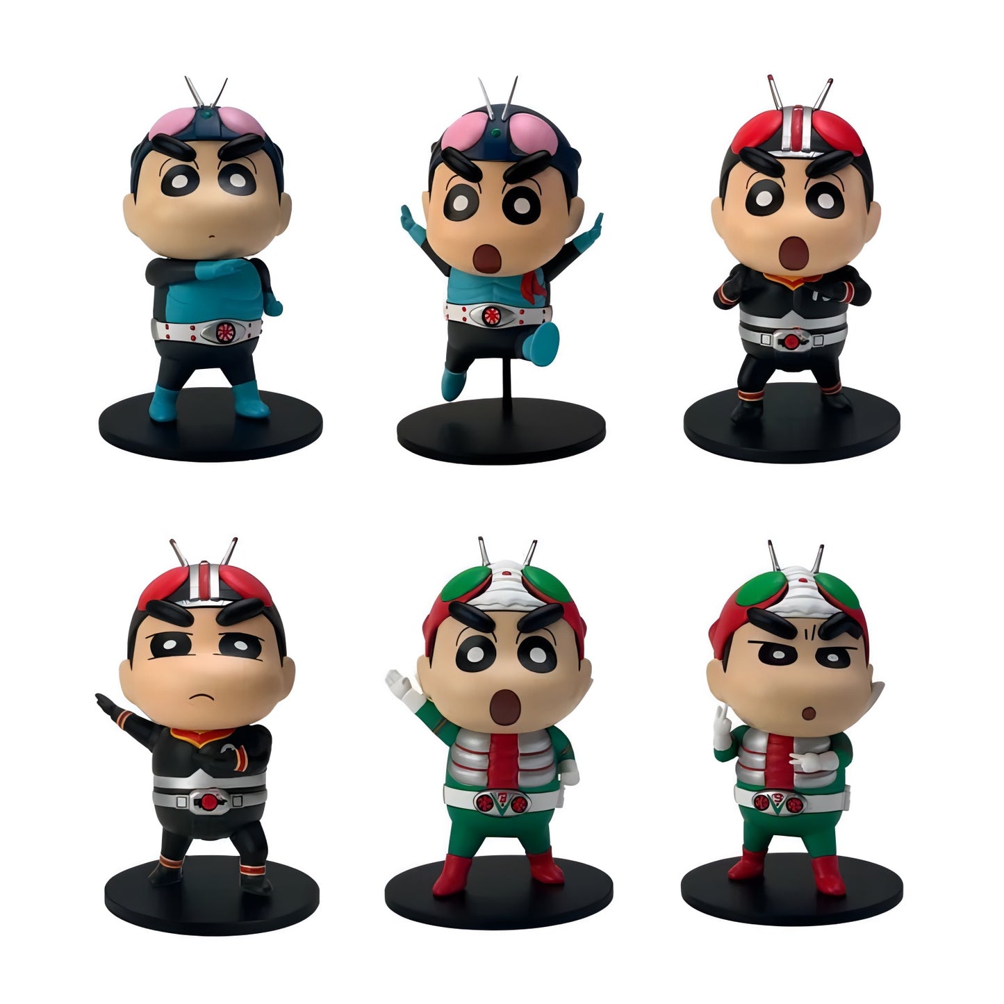 クレヨンしんちゃん 仮面ライダー ブラインドボックス 全6種 コンプリートセット フィギュア DGSQUARED 仮面ライダー1号 V3 BLACK