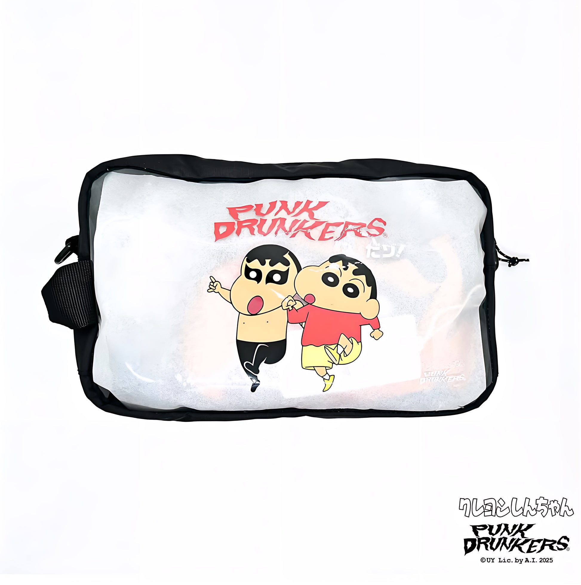クレヨンしんちゃん PUNK DRUNKERS 黒 ショルダーバッグ ロゴ