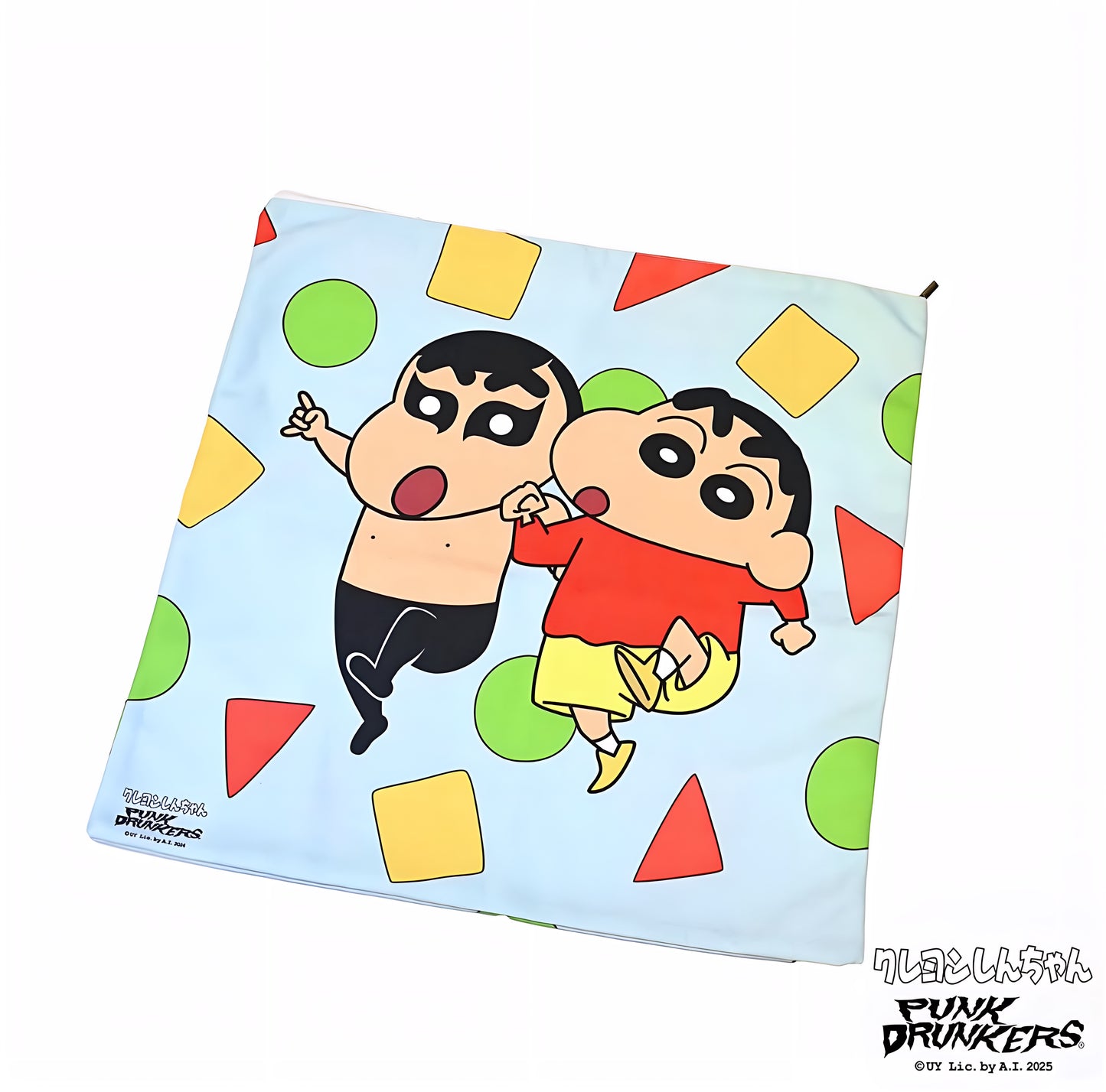 クレヨンしんちゃん PUNK DRUNKERS 水色ブランケット 幾何学模様