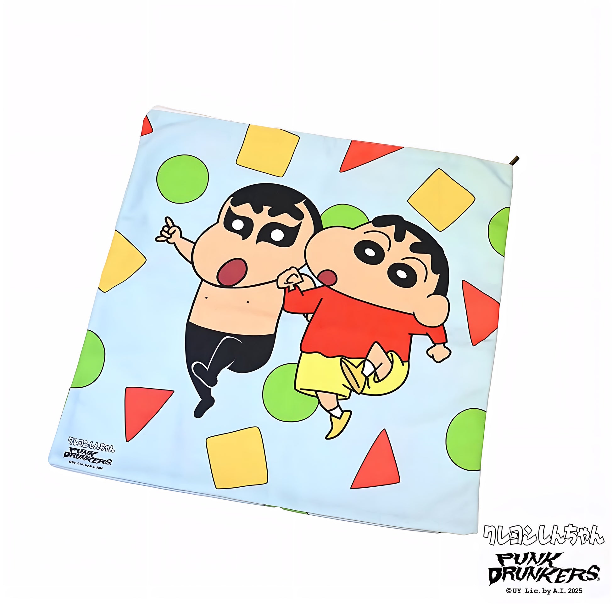 クレヨンしんちゃん PUNK DRUNKERS 水色ブランケット 幾何学模様