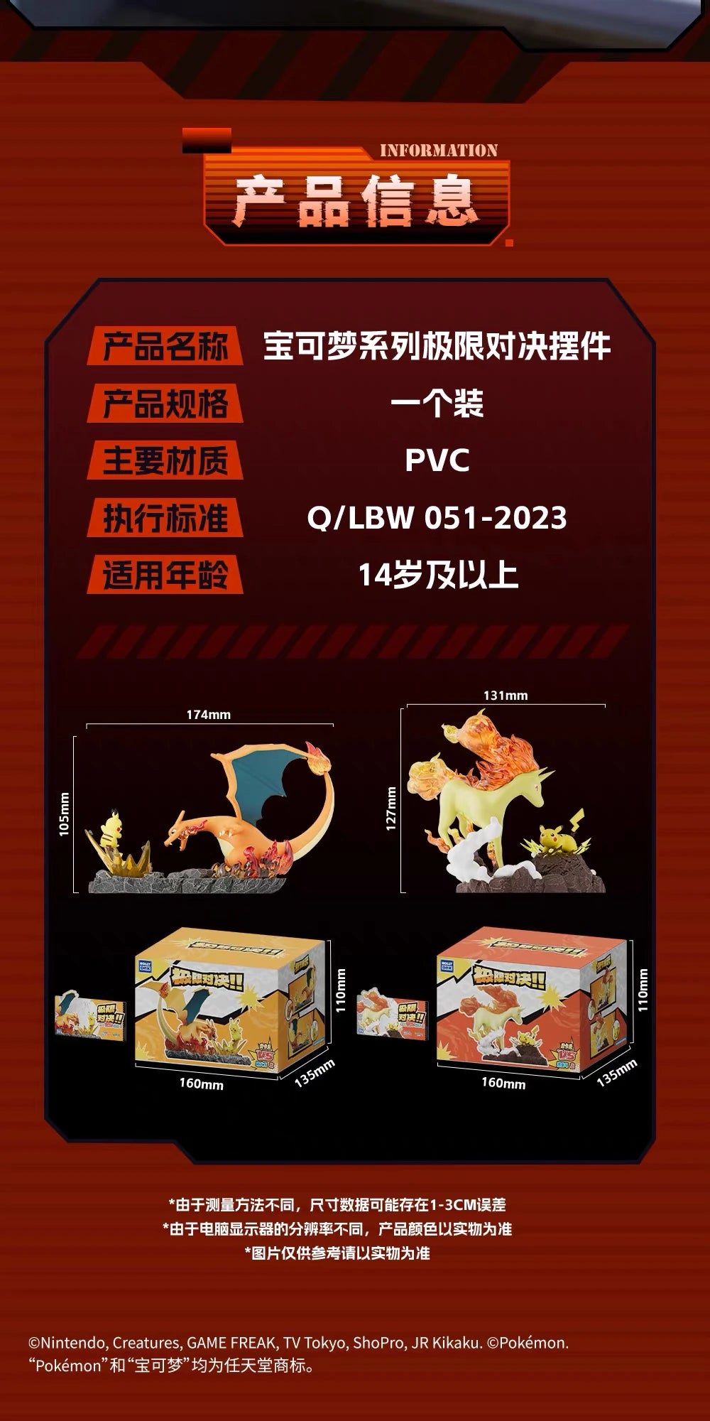 ポケットモンスター ピカチュウ VS ギャロップ／リザードン ジオラマフィギュア 極限対決シリーズ