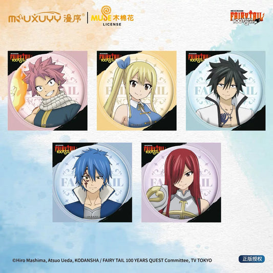 FAIRY TAIL 100年クエスト 缶バッジコレクション 全5種セット 漫序 ナツ・ルーシィ・グレイ・ジェラール・エルザのラインナップ