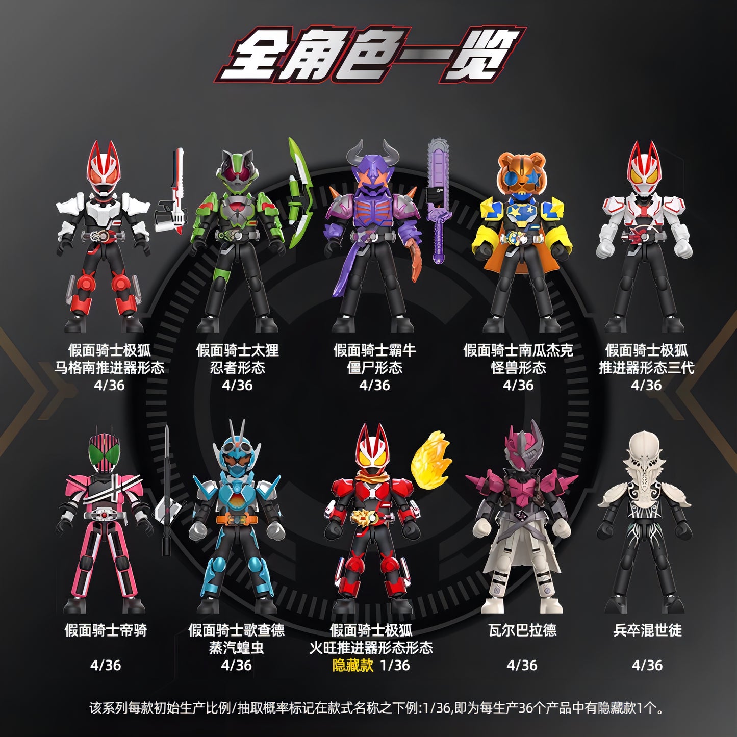 仮面ライダー ブロックフィギュア エポック 群星版 第1弾 高光時刻 ブラインドボックス BLOKE（布鲁可） ラインナップ 全9種＋シークレット1種