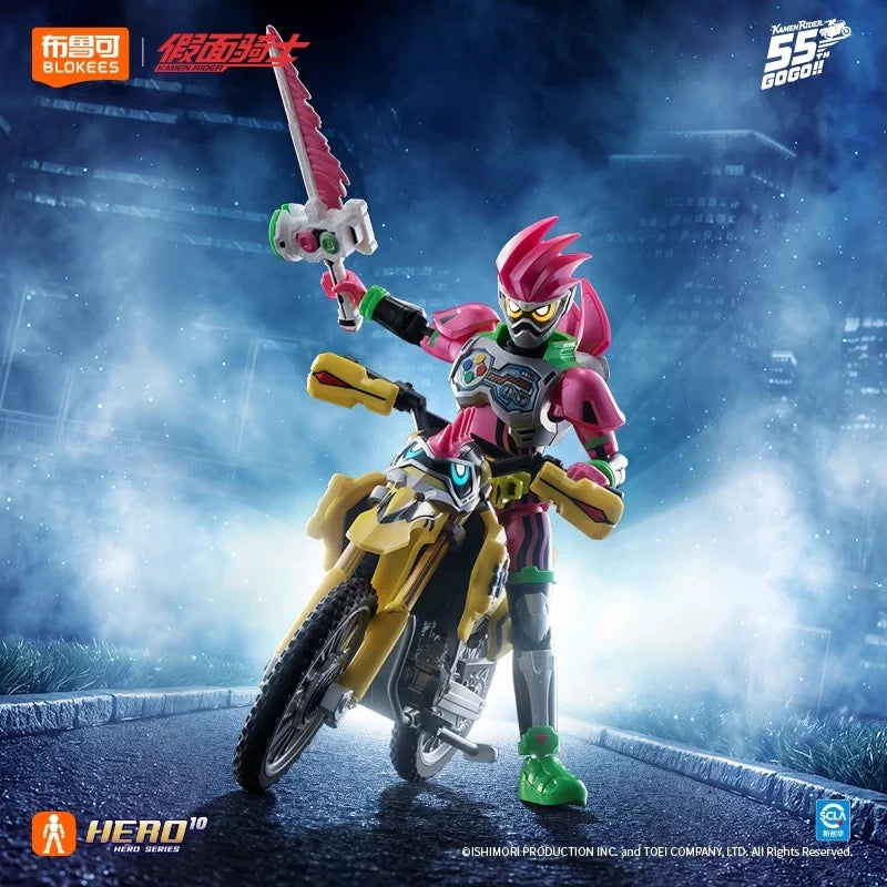 仮面ライダーエグゼイド アクションゲーマー レベル2が仮面ライダーレーザー バイクゲーマー レベル2に乗る組み合わせ展示