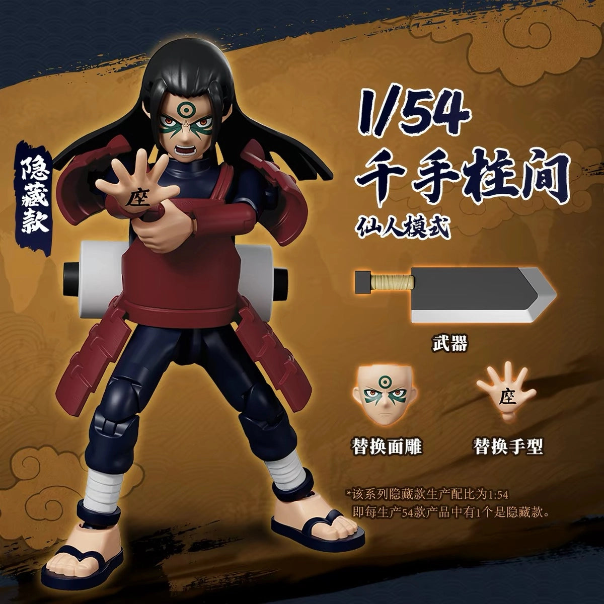 NARUTO -ナルト- 疾風伝 群星版 第5弾 シークレット 千手柱間 仙人モード ブロックフィギュアと交換フェイス、手首、武器パーツ