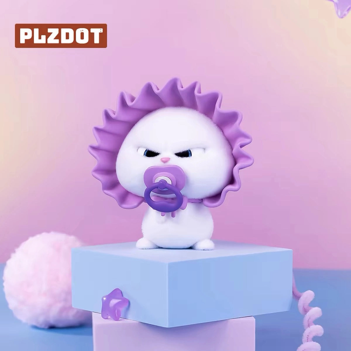 ペット Snowballがおしゃぶりをくわえ紫色のベビーフード姿になったフィギュア Snowball's Lifeシリーズ